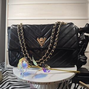 Elegant Black Quilted Valentino Orlandi Chain Bag